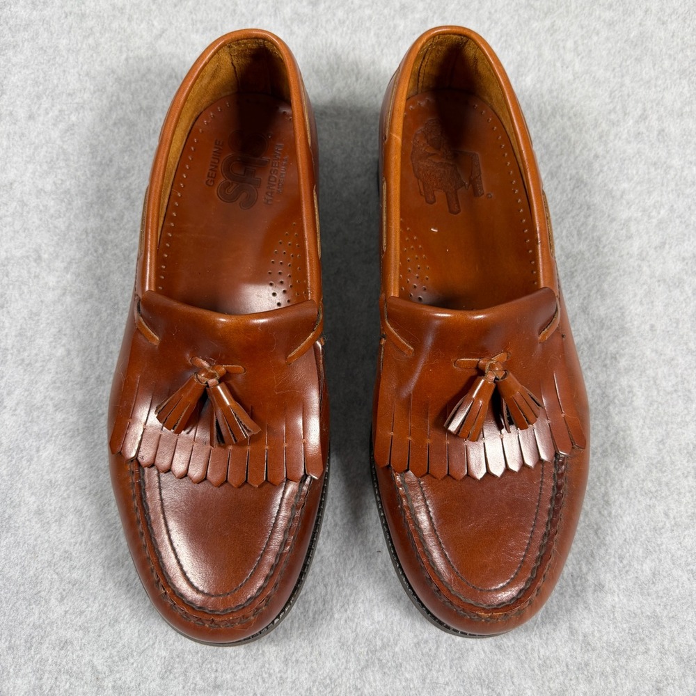 SAS Tassel Loafers Womens 9W Mens 7.5 Brown Leather Kiltie Handsewn Made in USA